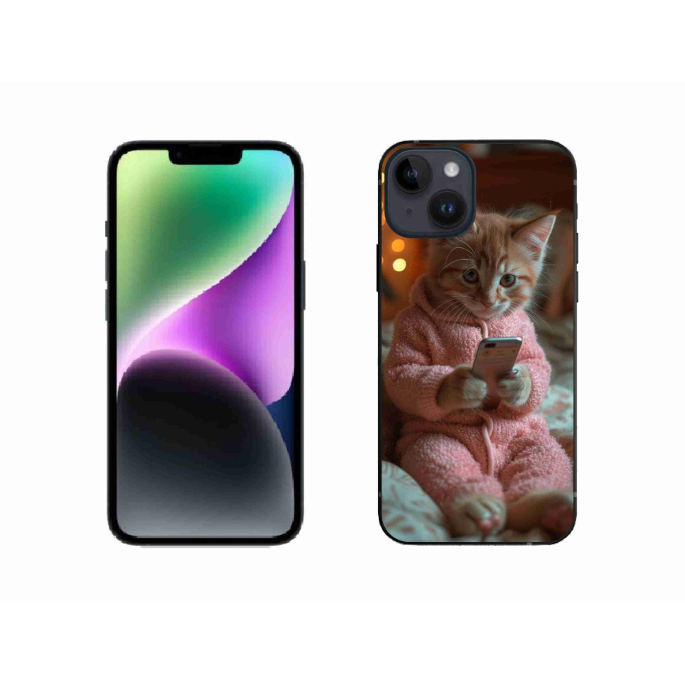 Gél borítás mmCase iPhone 14 készülékhez - cica mobillal