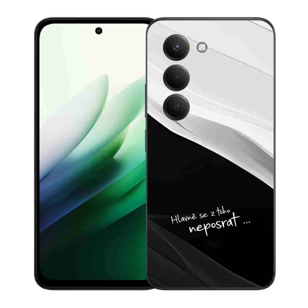 Gél borító mmCase a Xiaomi Redmi 15 5G-hez - vicces szöveg 13 fekete és fehér háttérrel