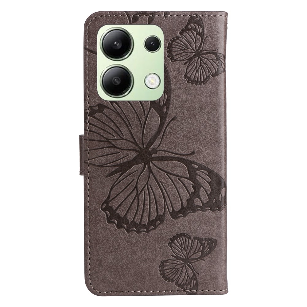 Nagy pillangó könyv tok Xiaomi Redmi Note 13-hoz - szürke