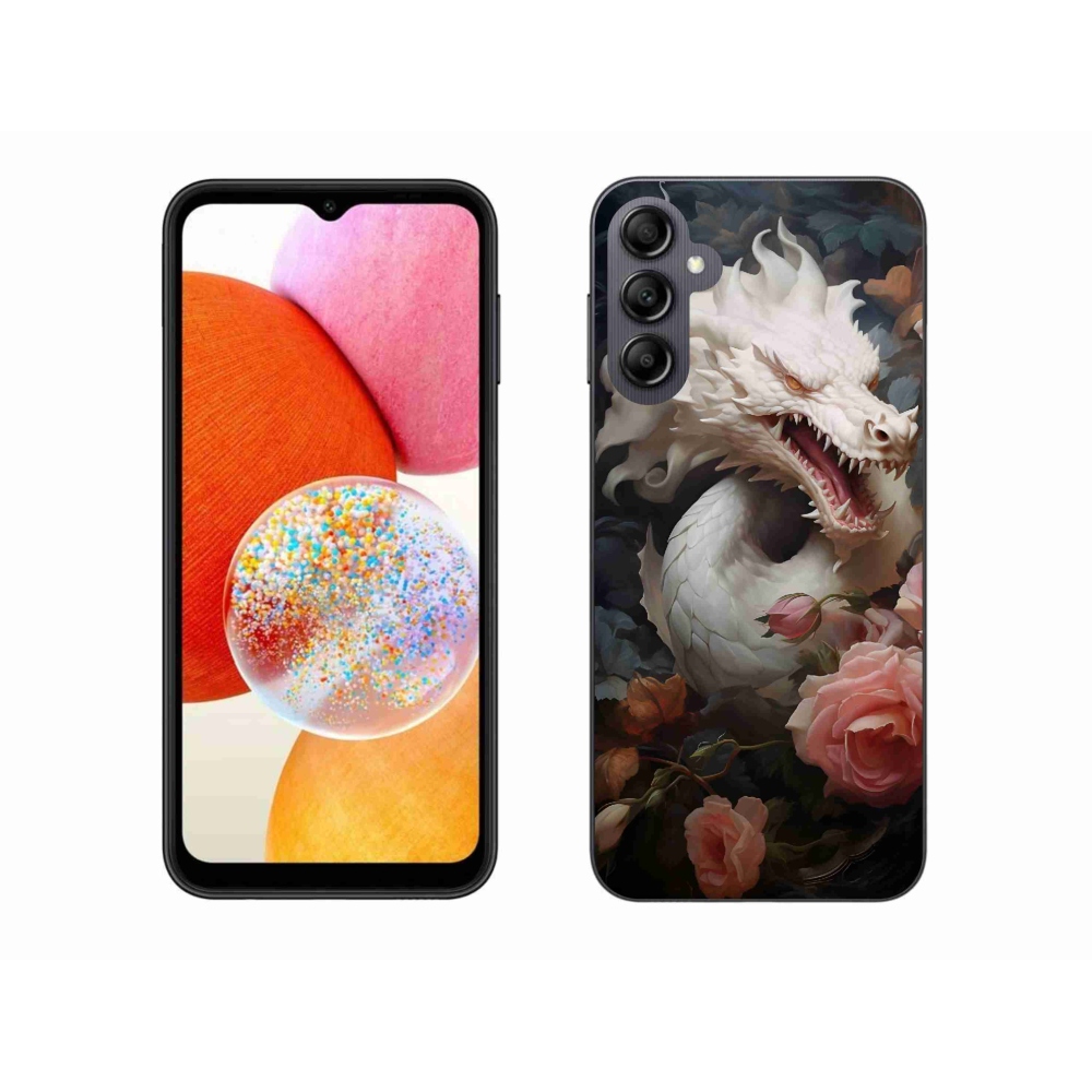 Gél védőhuzat mmCase Samsung Galaxy A14 4G/5G - fehér sárkány