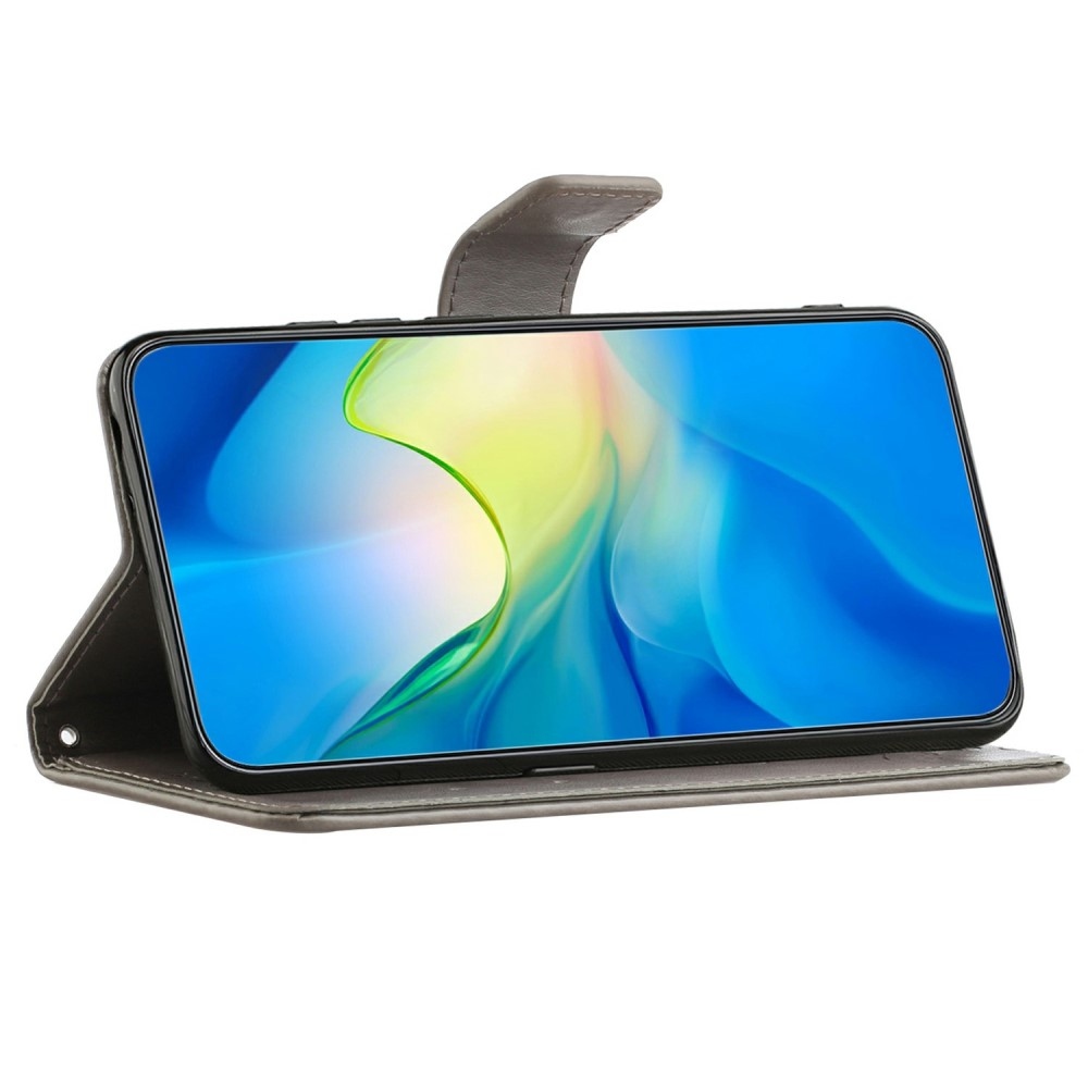 Virágos könyvtáska Samsung Galaxy A26 5G - szürke