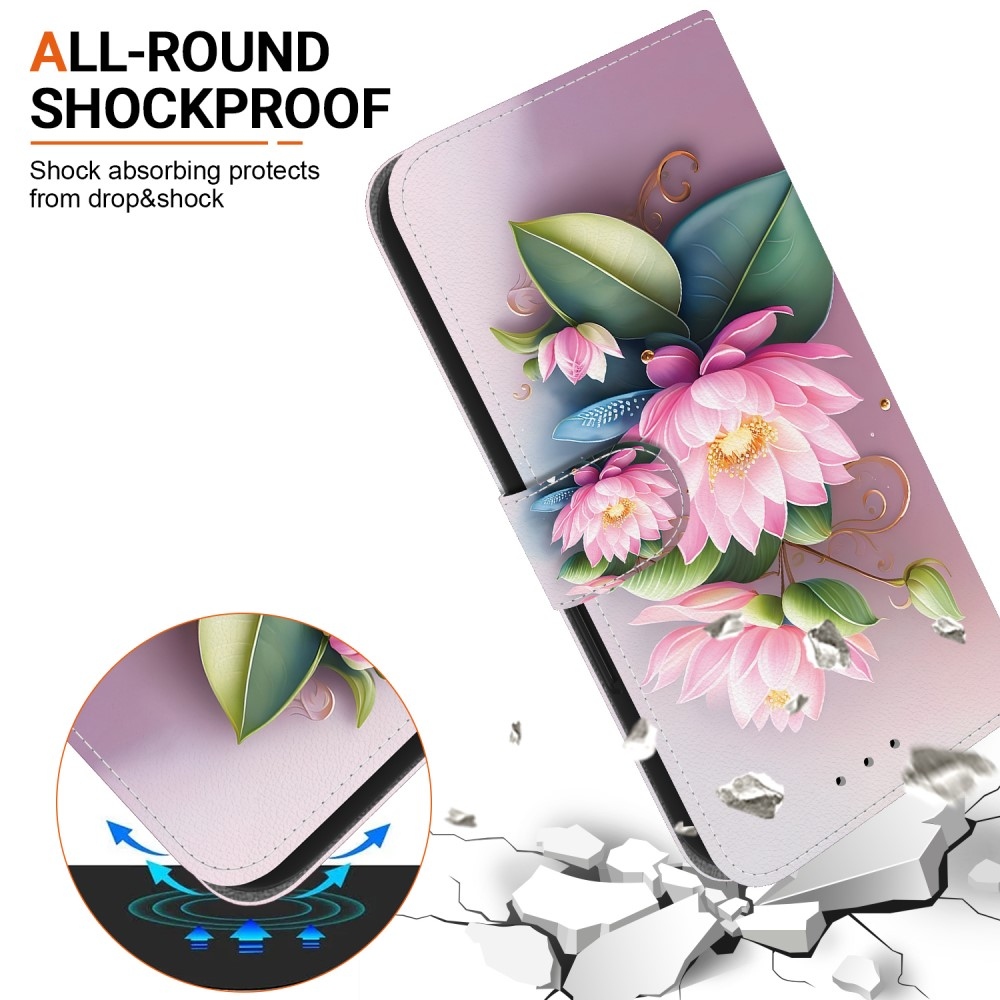 Sokoldalú könyvtáska Samsung Galaxy A36 5G/A56 5G - lótuszvirág - Samsung Galaxy A36 5G/A56 5G számára