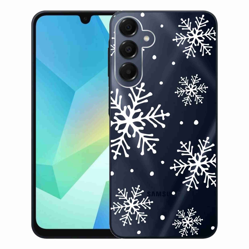 Zselés borítás mmCase Samsung Galaxy A16 4G/5G készülékhez - fehér pelyhek átlátszó háttéren