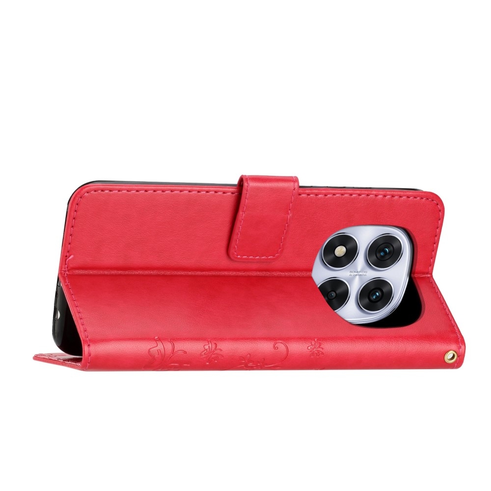 Virágos könyv tok Xiaomi Redmi Note 14 Pro 5G/Poco X7 5G - piros