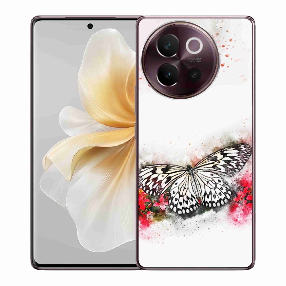 Gél borítás mmCase a Vivo V40 Lite 5G-n - fekete-fehér pillangó