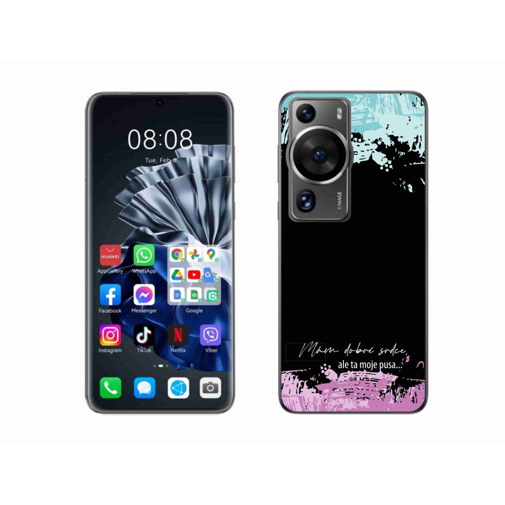 Gél borító mmCase a Huawei P60 Pro készülékhez - vicces szöveg 3 fekete háttérrel