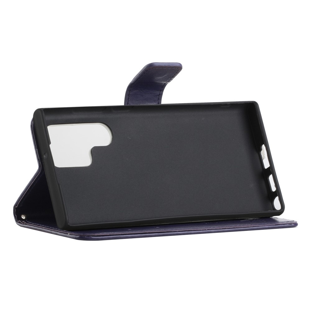 Virágos könyv tok Samsung Galaxy S24 Ultra készülékhez - sötét lila