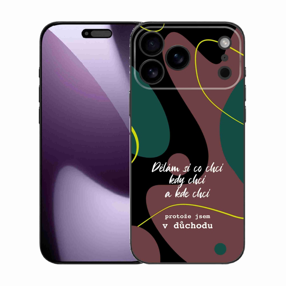 Gél borítás mmCase iPhone 17 Pro Max készülékhez - vicces szöveg 10 fekete háttér