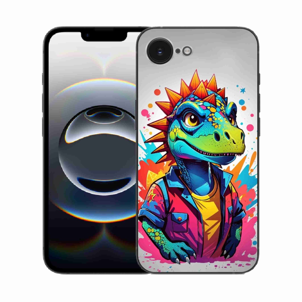 Zselés borítás mmCase iPhone 16e készülékhez - színes dinoszaurusz