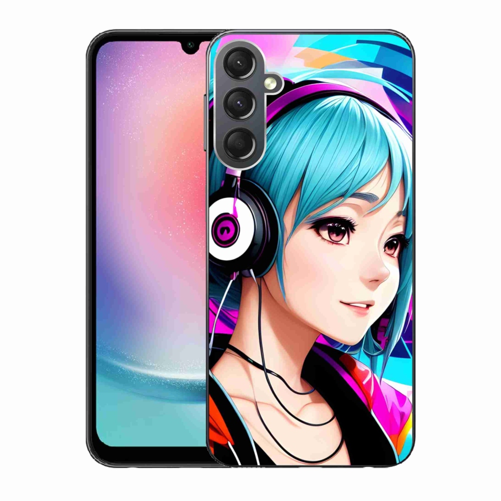 Gél borítás mmCase Samsung Galaxy A24 - lány fejhallgatóval