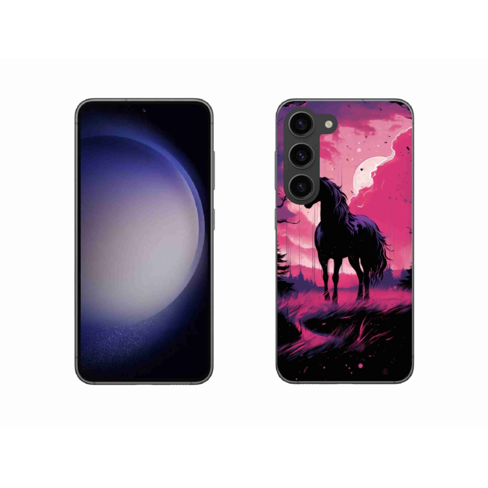 Zselés borítás mmCase Samsung Galaxy S23 5G - fekete rajzfilm ló 1