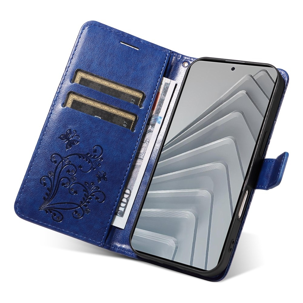 Nagy pillangó könyv tok a Xiaomi Redmi Note 14-hez - kék