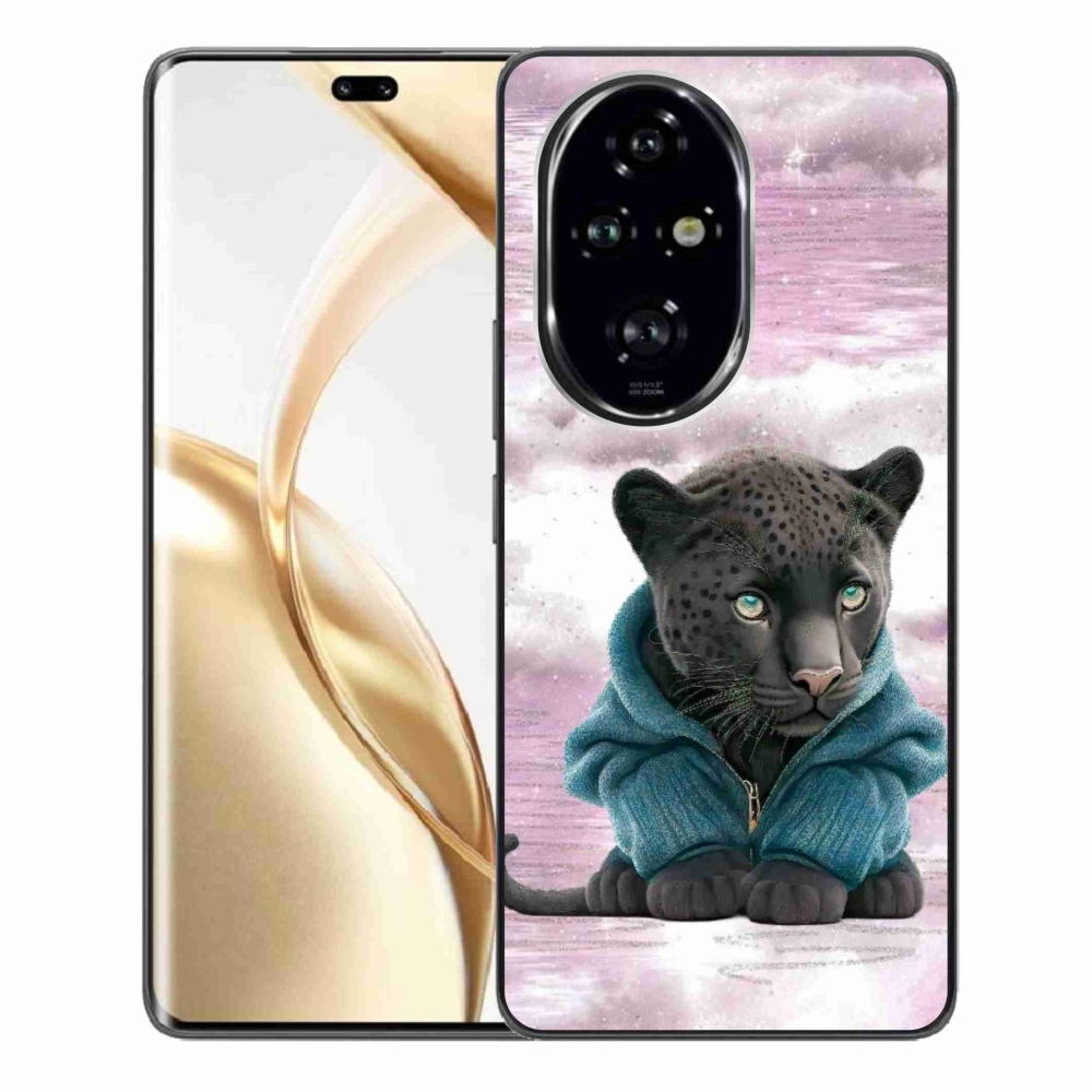 Zselés borítás mmCase a Honor 200 Pro 5G számára - fekete párduc pulóverben