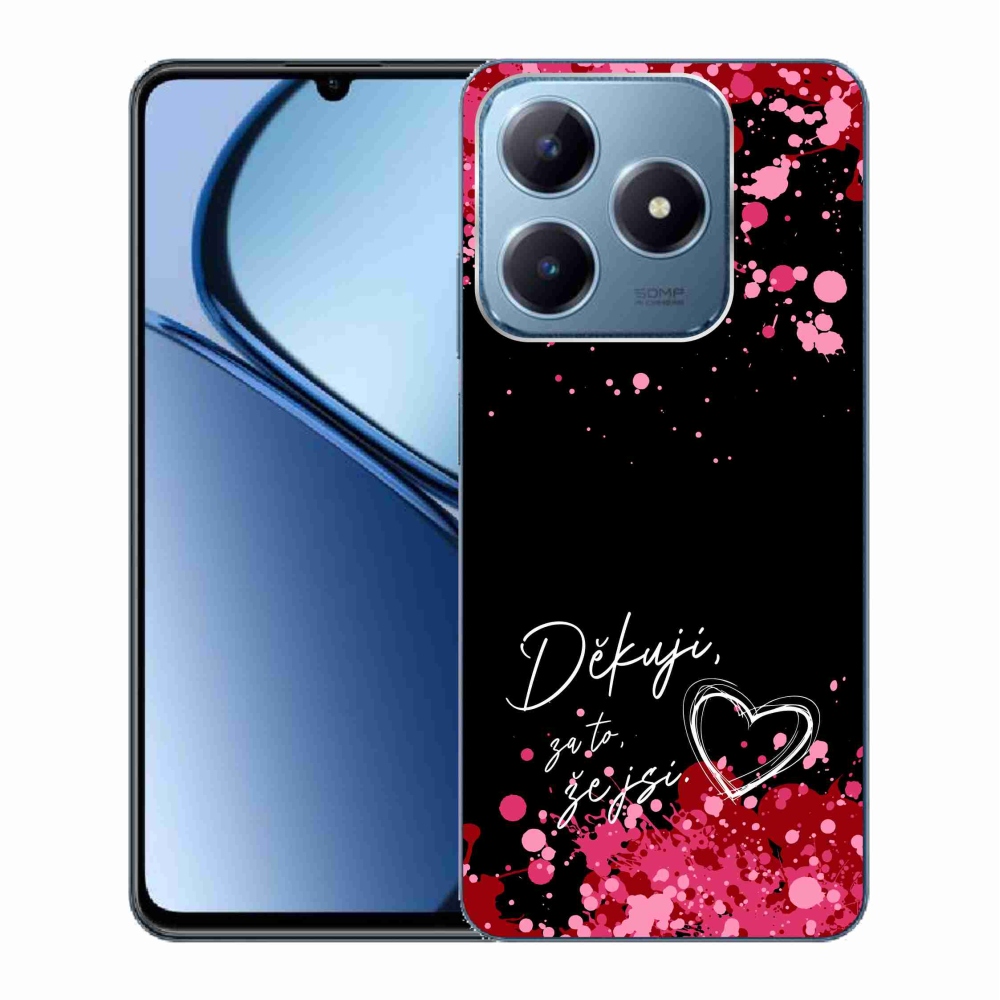 Gél borító mmCase a Realme C63 készülékhez - text in love 2 fekete háttérrel