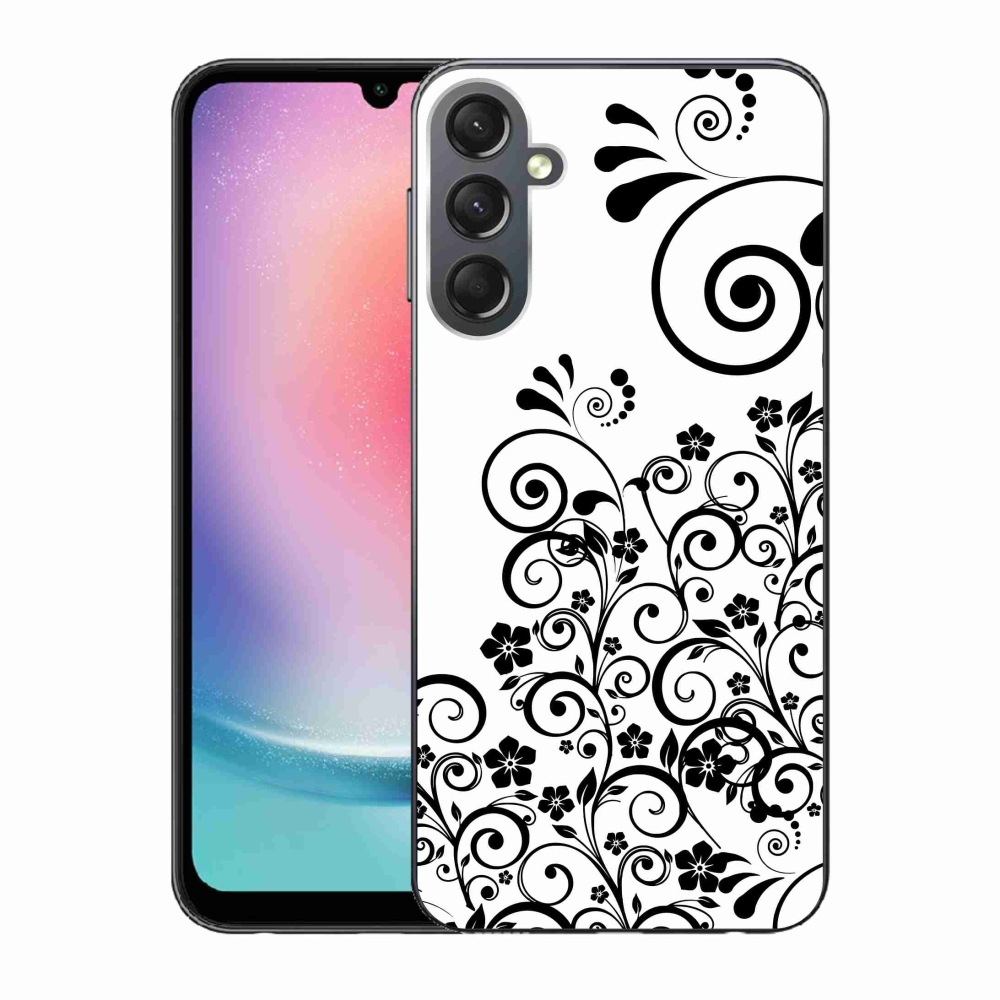 Zselés borítás mmCase Samsung Galaxy A24 készülékhez - fekete-fehér virágminták