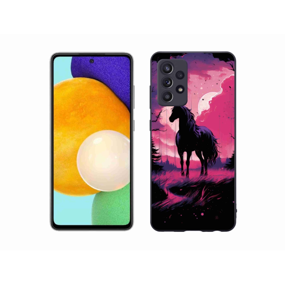 Zselés borítás mmCase Samsung Galaxy A52/A52 5G - fekete rajzfilm ló 1