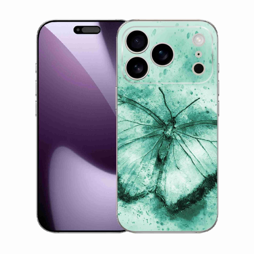 Zselés borítás mmCase iPhone 17 Pro készülékhez - zöld pillangó