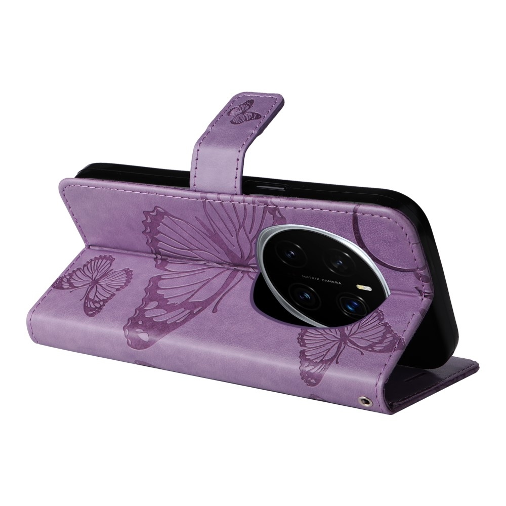 Nagy pillangó könyv tok a Honor Magic 7 Pro 5G számára - lila