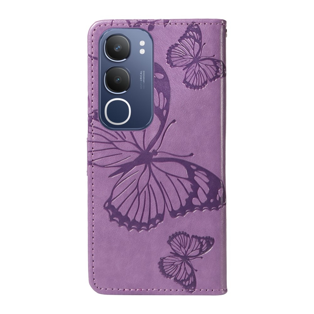 Nagy pillangó könyvtáska Vivo Y19s készülékhez - lila