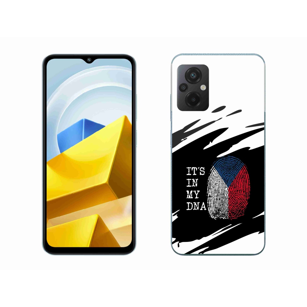 Gél borító mmCase a Xiaomi Poco M5 4G - zászló ujjlenyomat fekete és fehér háttérrel