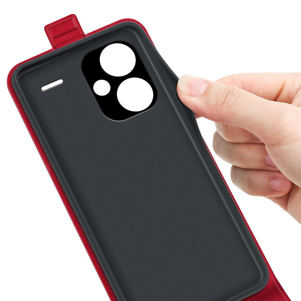 Függőleges flip tok Xiaomi Redmi Note 13 Pro+ 5G számára - piros