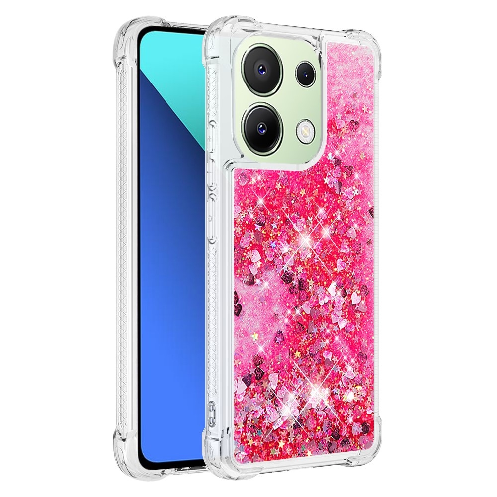 Glitter zselés homokóra tok Xiaomi Redmi Note 13-hoz - rózsaszín/szívek