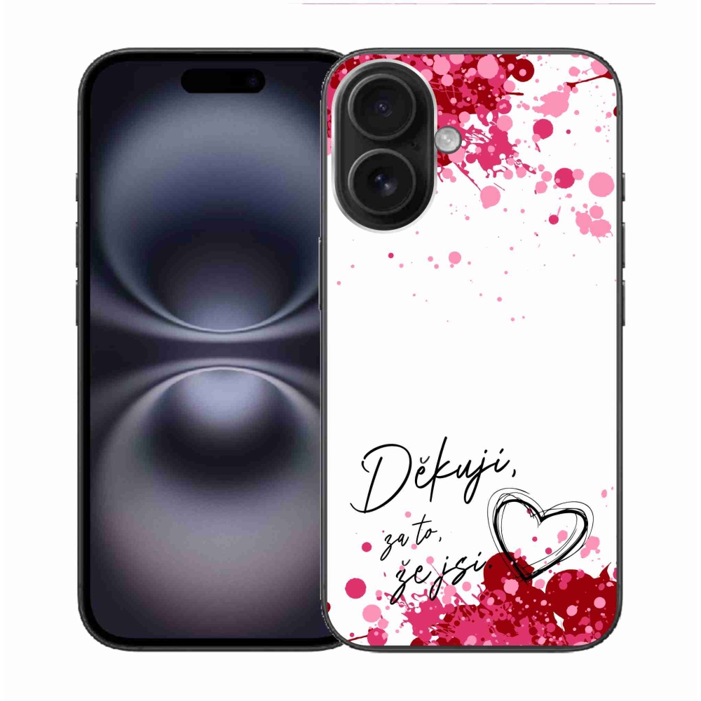 Gél borítás mmCase iPhone 16 készülékhez - szerelmes szöveg 2 fehér háttér