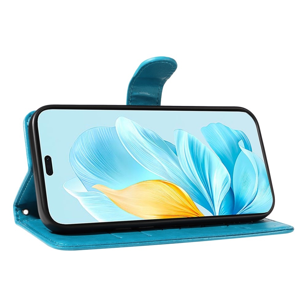 Virágok könyv tok a Honor 200 Lite 5G számára - kék