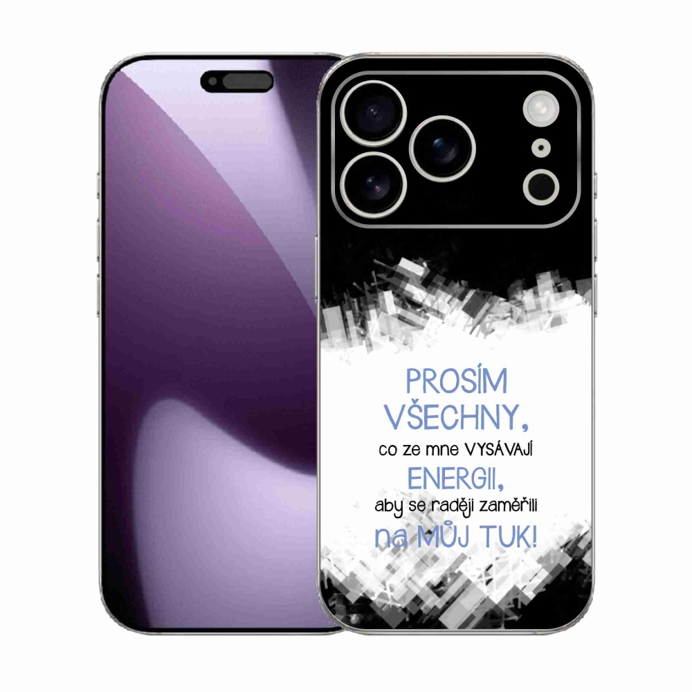 Zselés borítás mmCase iPhone 17 Pro készülékhez - vicces szöveg 1 kék