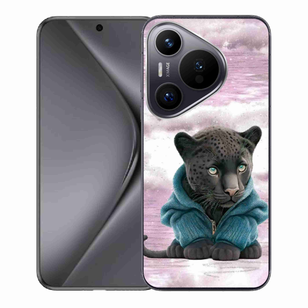 Gél borítás mmCase a Huawei Pura 70-hez - fekete párduc pulóverben