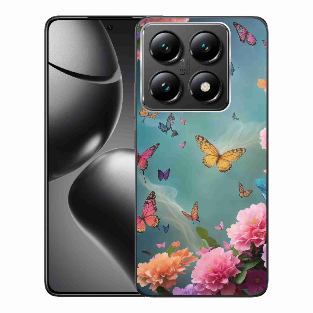 Gél borítás mmCase a Xiaomi 14T Pro számára - színes virágok és pillangók