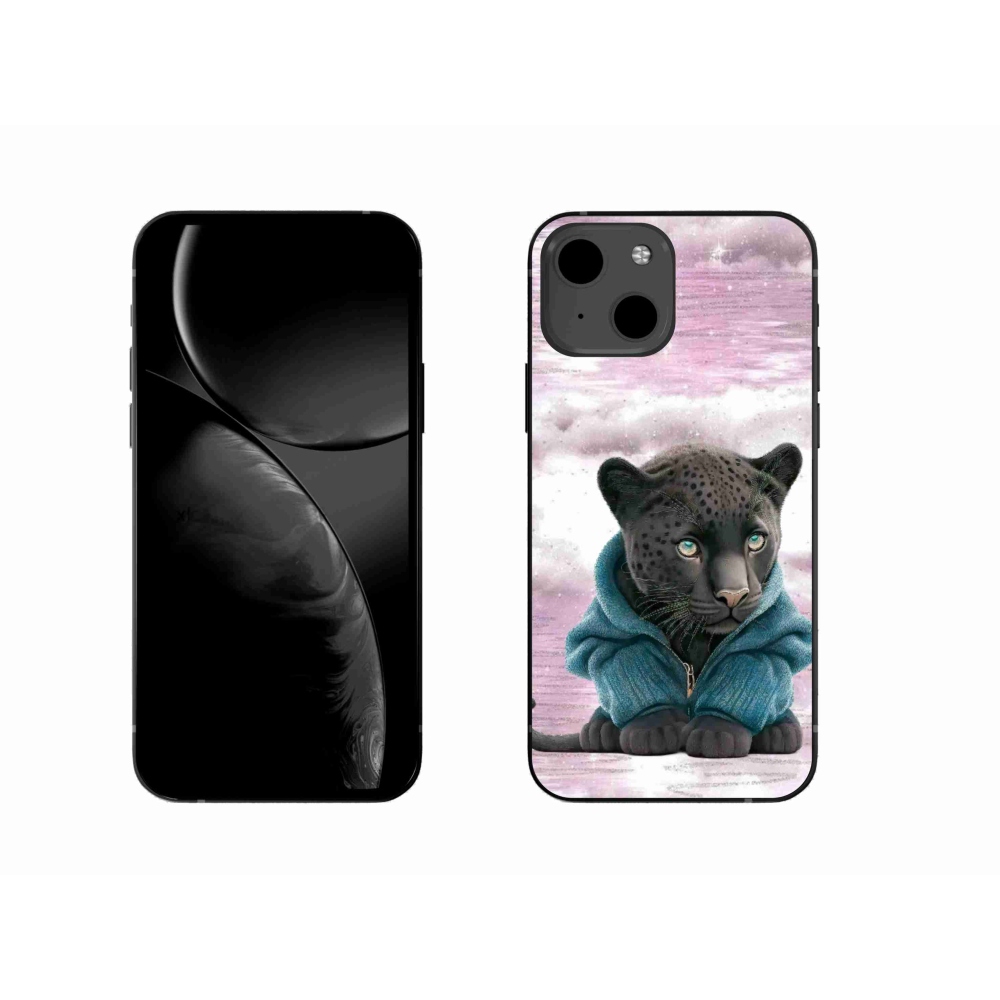 Gél borítás mmCase iPhone 13 készülékhez - fekete párduc pulóverben