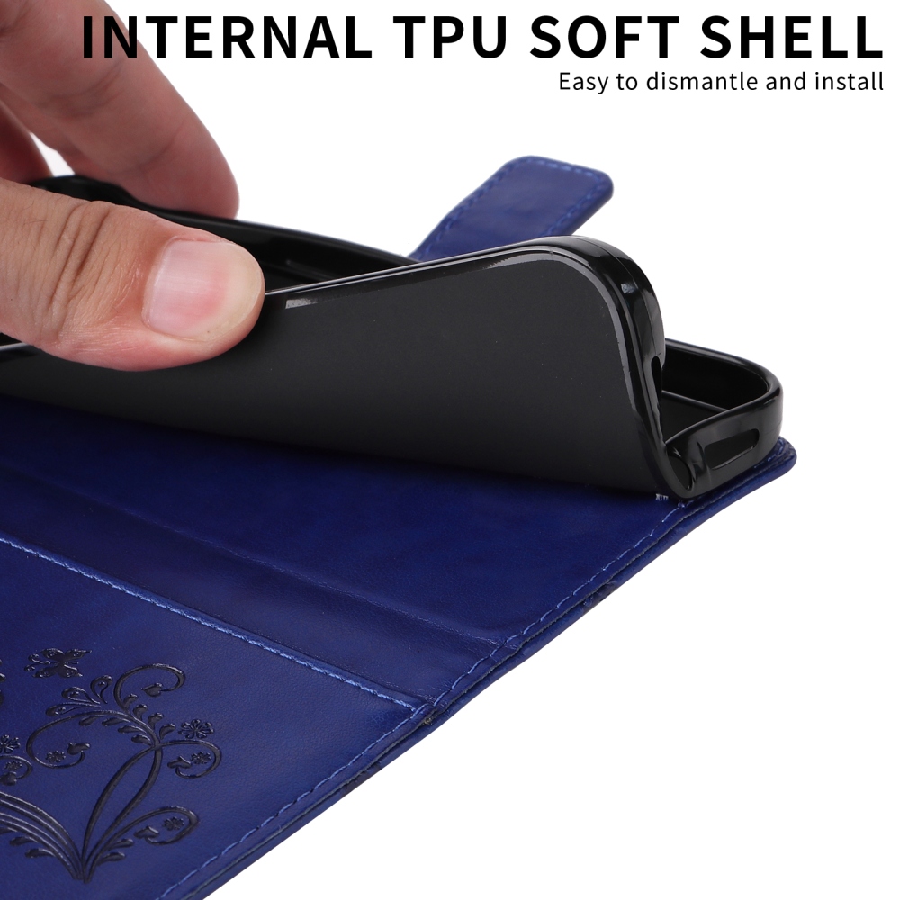 Nagy pillangó könyv tok a Xiaomi Poco F7 5G-hez - kék