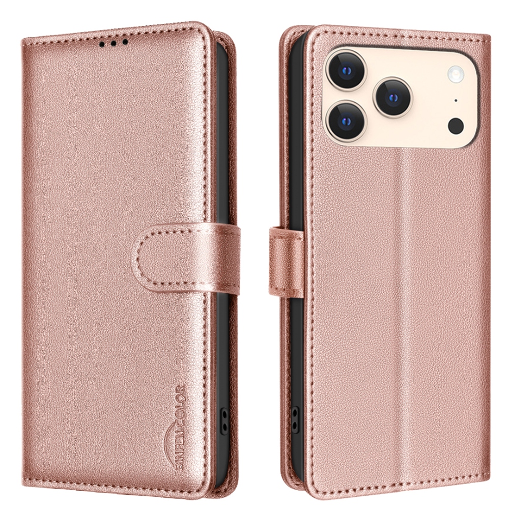 BINFEN könyvtáska iPhone 17 Pro Max készülékhez - rózsaarany