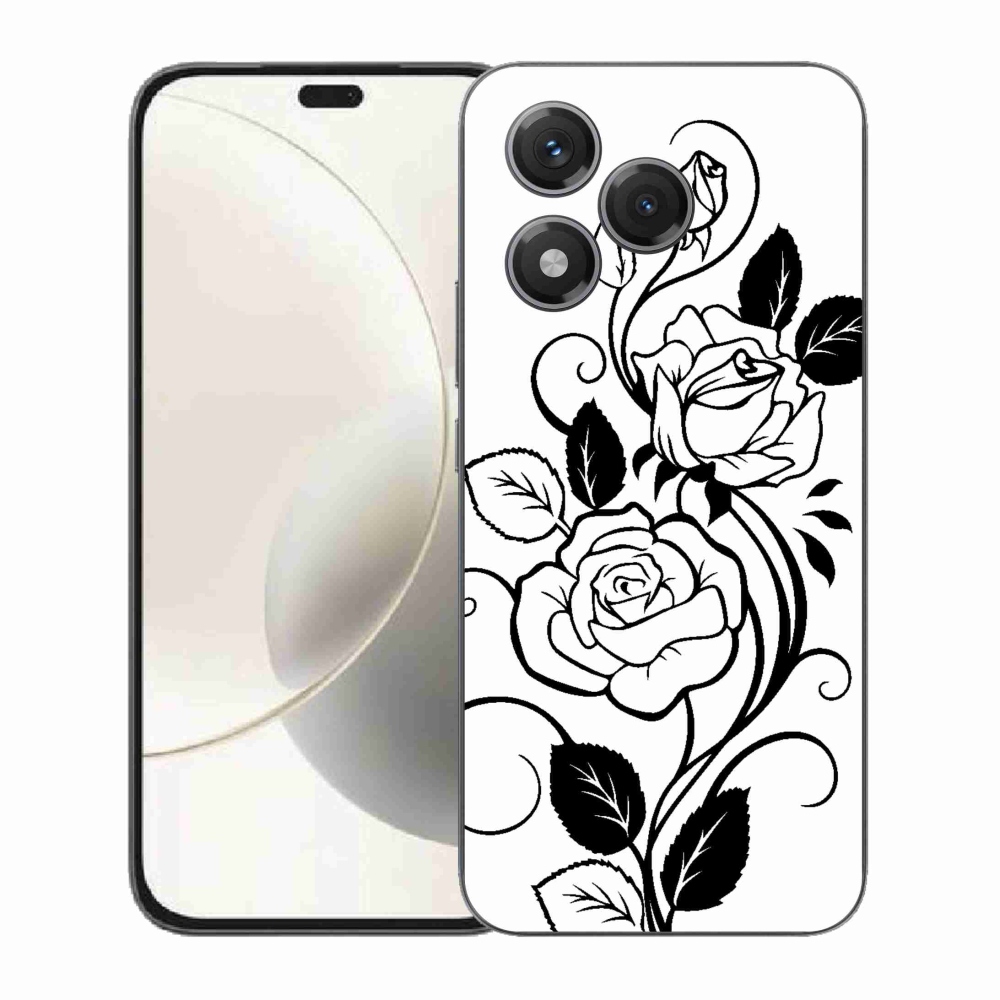 Zselés borítás mmCase a Honor 400 Lite-hoz - fekete és fehér rózsa