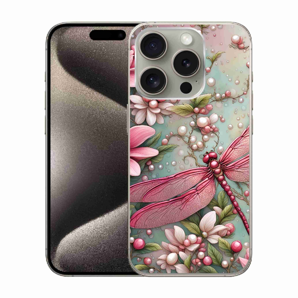 Zselés borítás mmCase iPhone 15 Pro készülékhez - szitakötő