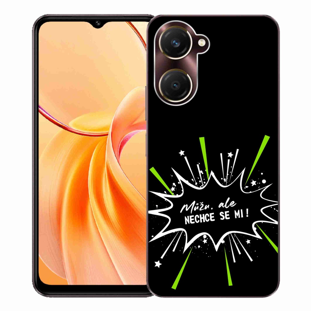 Gél borító mmCase a Vivo Y28s 5G-hez - vicces szöveg 11 fekete háttér