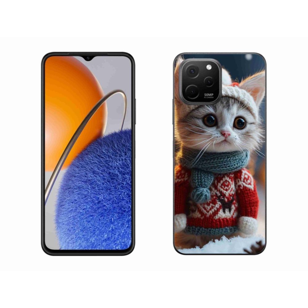 Gél borítás mmCase a Huawei Nova Y61 készülékhez - cica pulóverben