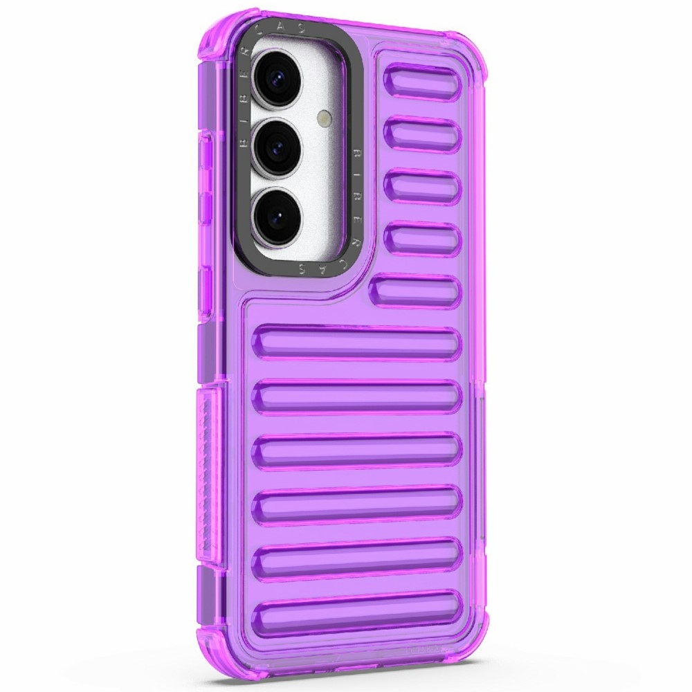 Csíkos tartós borító Samsung Galaxy S25 készülékhez - lila