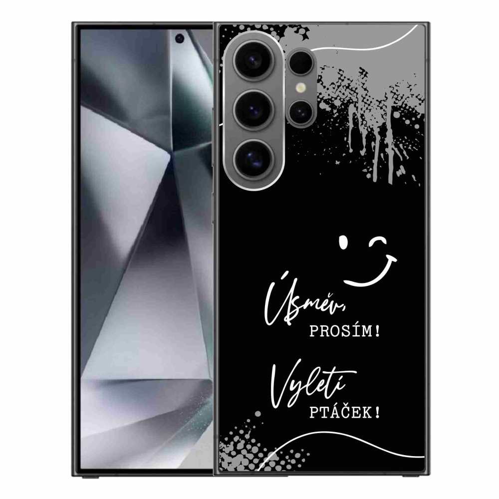 Gél borító mmCase Samsung Galaxy S24 Ultra - vicces szöveg 4 fekete háttérrel