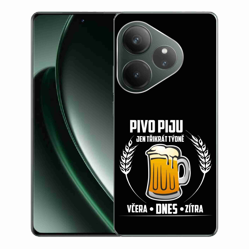 Gél borítás mmCase a Realme GT 6 5G/GT 6T 5G számára - sör motívum fekete háttérrel