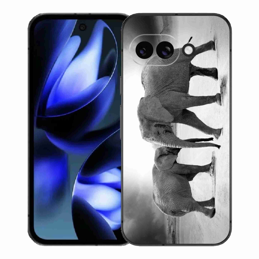 Gél borítás mmCase a Google Pixel 9a készülékhez - fekete és fehér elefántok