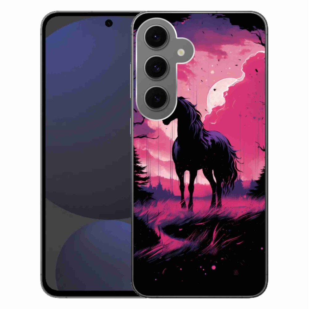 Zselés borítás mmCase Samsung Galaxy S24 FE - fekete rajzfilm ló 1
