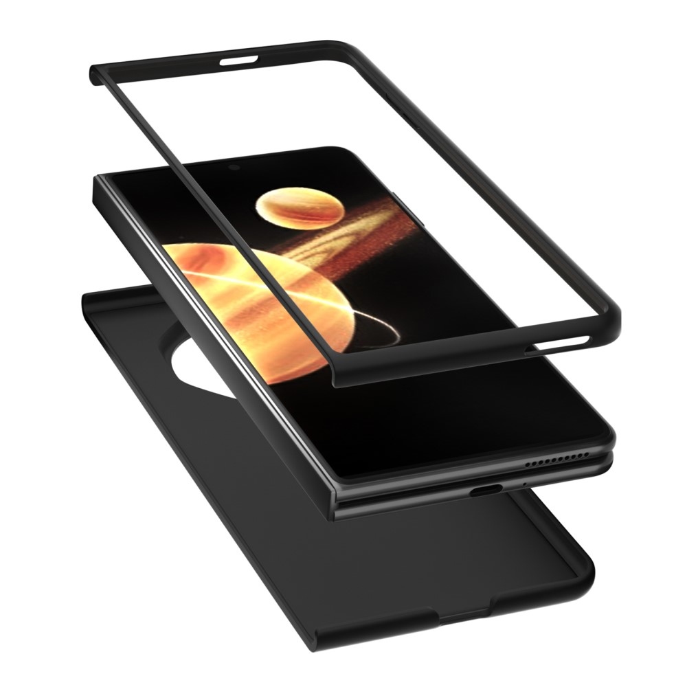 Szénszálas műanyag tok műbőrrel Honor Magic V3-hoz - zöld