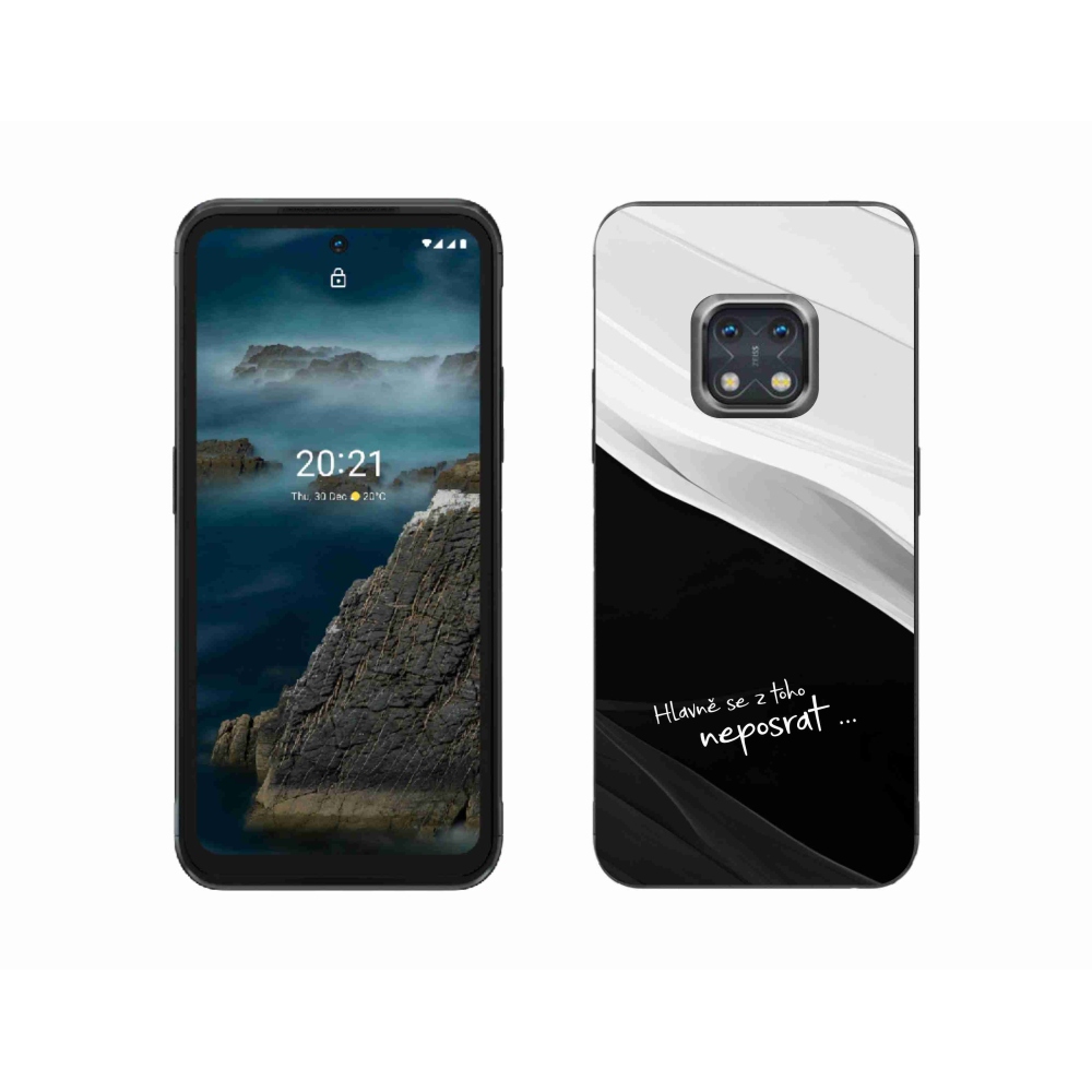 Zselés borító mmCase a Nokia XR20 készülékhez - vicces szöveg 13 fekete-fehér háttérrel
