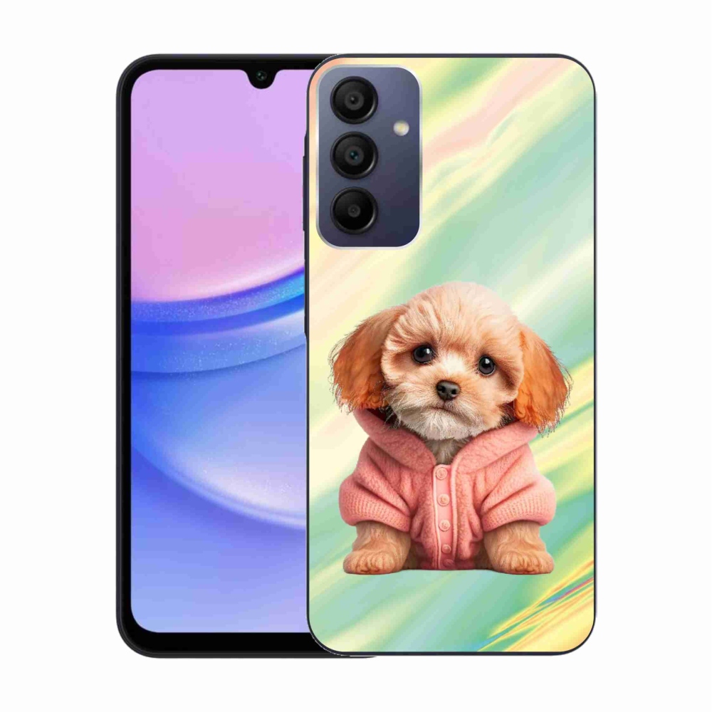 Gél borítás mmCase Samsung Galaxy A15 4G/5G - pulóveres kiskutya Samsung Galaxy A15 4G/5G - pulóverben