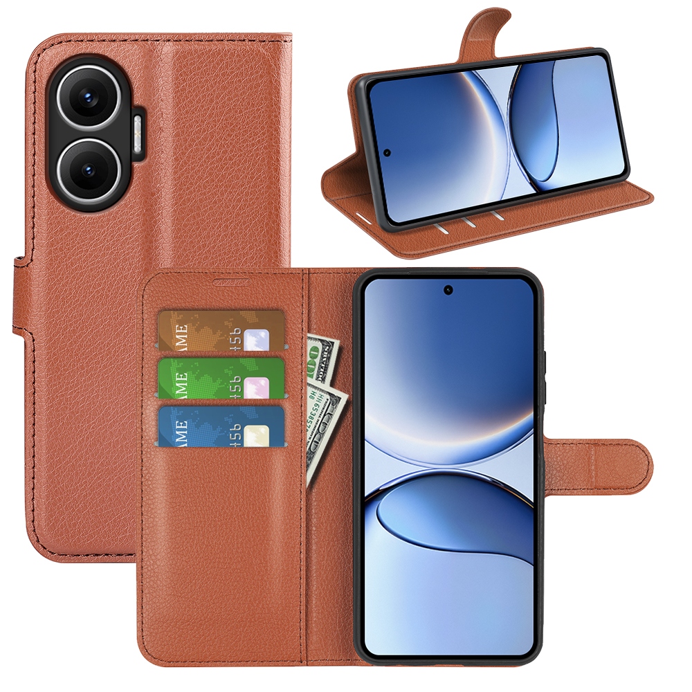 Litchi könyv tok a Xiaomi Poco F7 5G-hez - barna