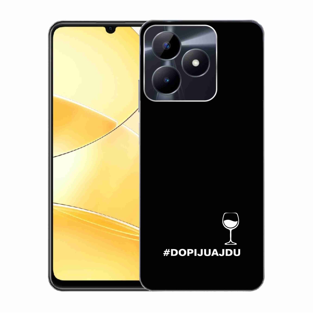Gél borító mmCase a Realme C51/C53 készülékhez - bor motívum fekete háttérrel