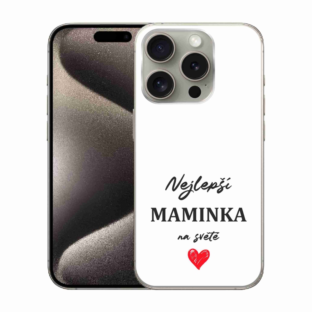 Gél borítás mmCase iPhone 15 Pro készülékhez - Best Mom 1 Fehér háttér