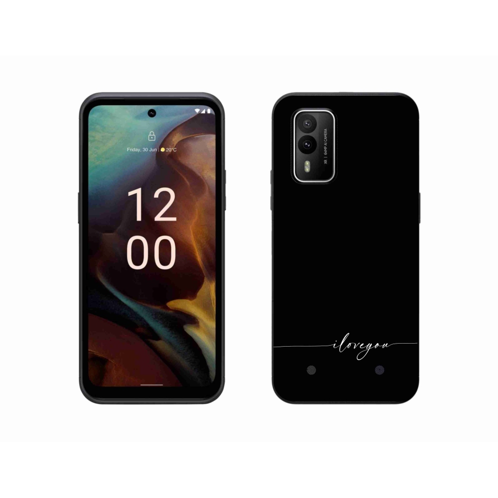 Zselés borítás mmCase a Nokia XR21 készülékhez - Szeretlek fekete háttérrel